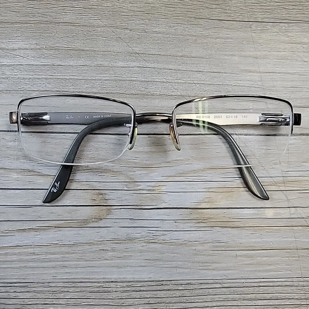 Ray-Ban RB6158 2553 Eyeglasses Frames Only Half Rim Silver 53-18-140  Metal‎